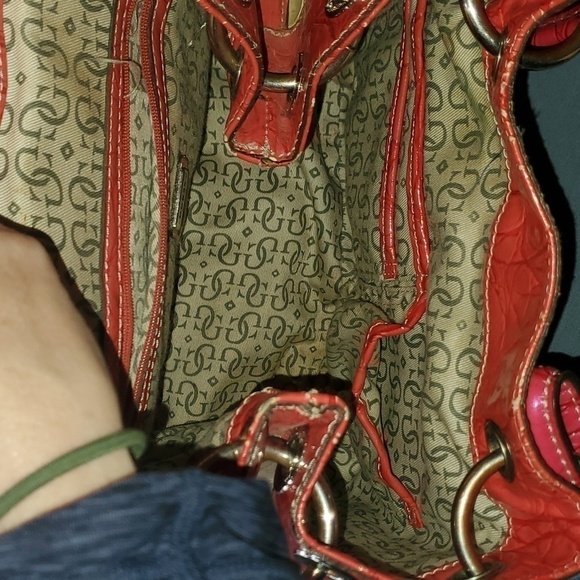 Guess Vintage Pink Rose Periwinkle 60's Chunky Shoulder Bag 12.5" wide - Picture 10 of 14